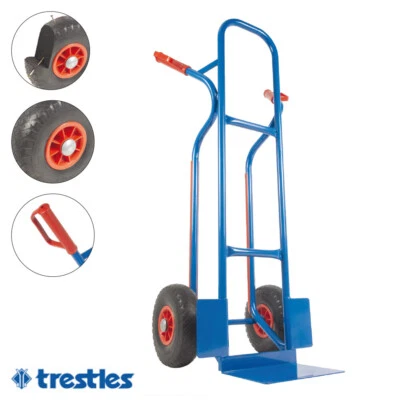 TRESTLES Profi Sackkarre robust mit Treppenrutsche Vollgummireifen 250kg S04blau - Bild 1 von 4