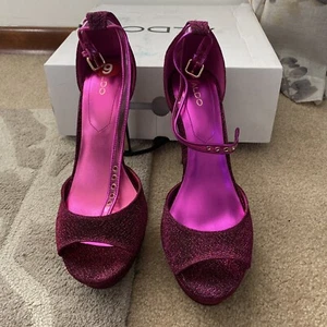 Aldo stiletto heels, fuchsia sparkly pink, size 9 - Picture 1 of 6