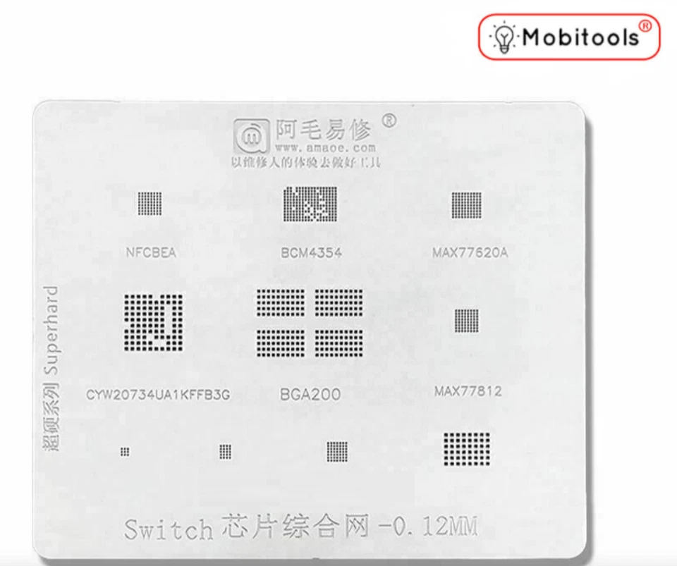 AMAOE Nintendo Switch IC Chip Solder Prints Reballing Stencil Template Direct-Heating