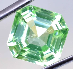 9.50 Ct Natural Green Peridot Asscher Shape VVS Pak Gemstone AGL Certified - Picture 1 of 7