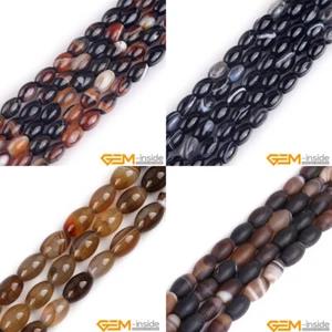 Natural Botswana Agate Gemstone Olivary Rice Beads for Jewelry Making 15'' 6x9mm - Imagen 1 de 34