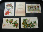 Anfang 1900er USA Postkarten x 5: Weihnachten, Briefmarke/Poststempel Interesse + Freiheitsglocke