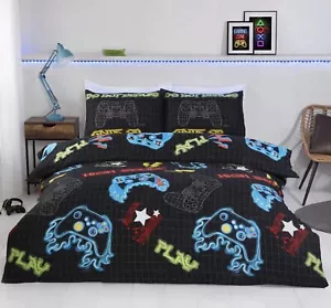 Kinder Spiel Gaming Gamer Bettbezug Kinder Jungen Single Quilt Bettwäsche Set schwarz - Bild 1 von 3