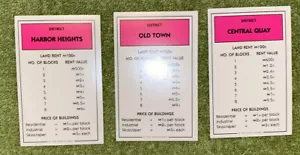 2009 Monopoly City Game Replacement Parts Pieces-3 Purple Property Cards - Picture 1 of 4