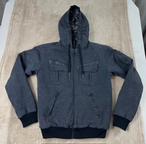 Vintage FOX Racing Sasquatch Jacket Small Faux Fur Line Dark Gray Hoodie Zip - Picture 1 of 11