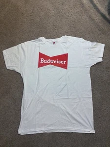 Budweiser T-Shirt XL X-Large Hanes Nano weiß mit rotem Logo - Bild 1 von 3