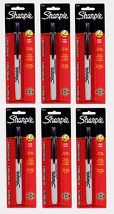 6~Sharpie RETRACTABLE Black Fine Tip PERMANENT MARKER No Cap 1pk Non-Toxic 32721 - Picture 1 of 1