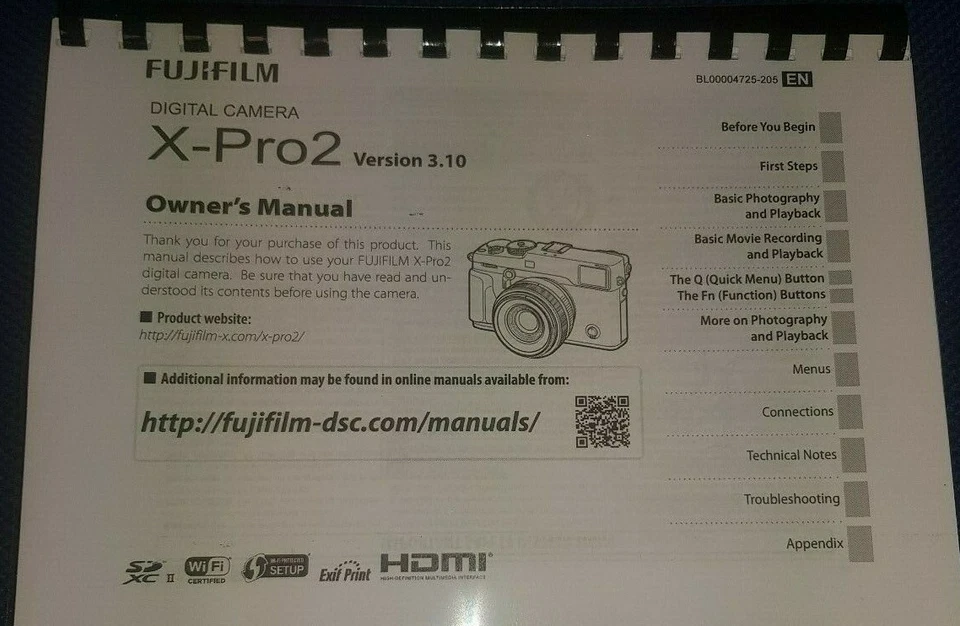 MANUAL DE INSTRUCCIONES IMPRESO FUJIFILM X-PRO2 GUÍA DE USUARIO 192 PÁGINAS A5