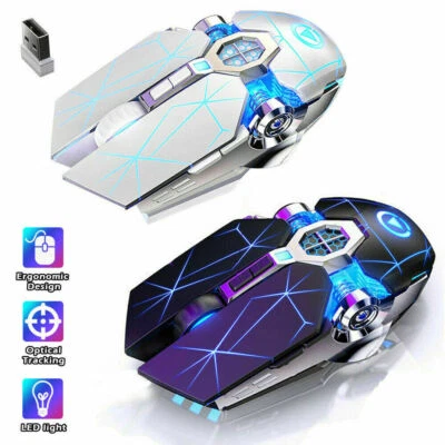 Wireless USB Optical Mice Gaming Mouse 7 Color LED Backlit Rechargeable For PC - Image 1 of 4