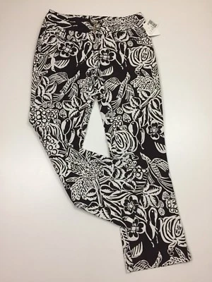 NWT CABI Womens sz 0 Brown White Leaf Floral Birds Print Crop/Ankle Dress Pant - Image 1 of 4