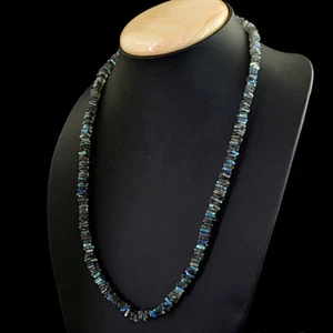 Blue Flash Labradorite 172.00 Cts Earth Mined Untreated Beads Necklace (DG) - Picture 1 of 3