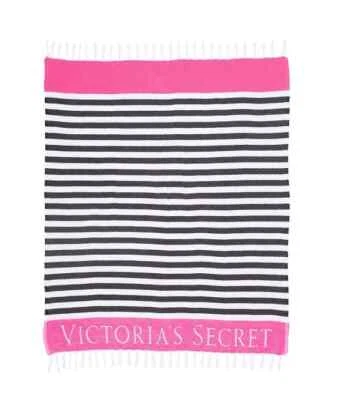 VICTORIA SECRET Striped Beach Fringe Throw Blanket NEW - Image 1 of 4
