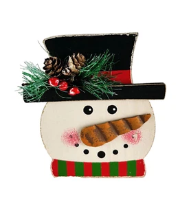 Wooden Snowman Christmas Table Home Decor 4" W x 5" H x 1" D - Picture 1 of 5