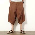 New Men's Shorts Comfy Casual Harem Loose Linen Boho Pants 