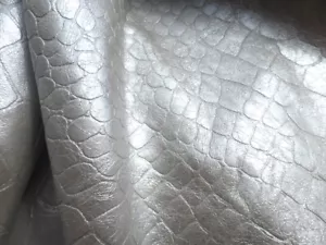 lambskin sheep leather hide XL Pearlized Ivory White Crocodile Embossed soft - Picture 1 of 6