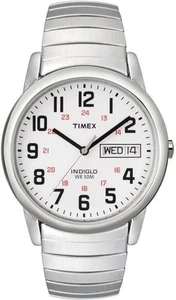 Timex T20461, Easy Reader, Men's, Silvertone Expansion Watch, Indiglo, Day/Date - Picture 1 of 2