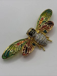 Vintage Joan Rivers Insect Bug Brooch Mosaic Crystals - Picture 1 of 11