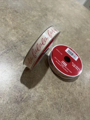 CELEBRATE It FA LA LA Holiday Ribbon Lot Of 2 Spools 5/8 in x 30 ft  NEW - Image 1 of 4