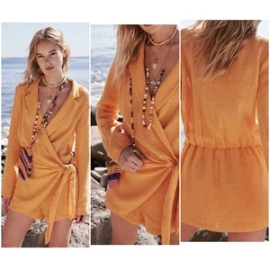 NWT FREE PEOPLE Lead On Blazer Romper Orange Size XS - Picture 1 of 16