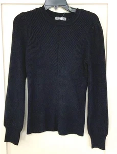 NWT Women’s Marled Reunited Clothing Ribbed Crewneck Pullover Sweater Black SZ M - Picture 1 of 7
