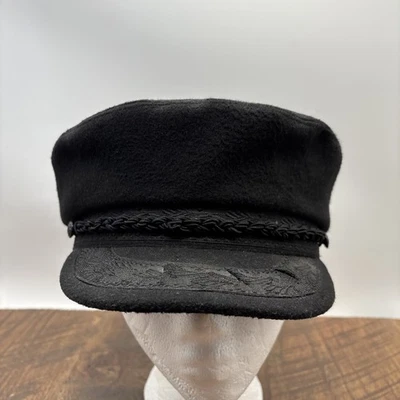 Gorra de Pescador Griega De Colección L-7 3/8 Negra Hecha en Grecia - 85% Lana - 15% Nylon Foto 1 de 4