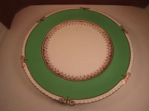 Vintage Aynsley Bone China England grünes Band Gold Schnörkel Speiseteller 7738 - Bild 1 von 9