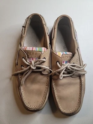 Sperry Women's Top-Sider Boat Shoes, Size 6M, Leather, Plaid Pattern - Image 1 of 4