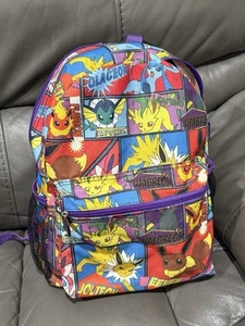 Pokemon 16" School Backpack Travel Jolteon Eevee Espeon Sylvdeon Large Book Bag - Picture 1 of 6