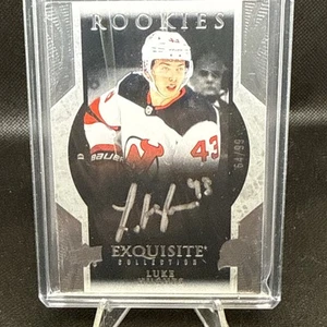 2023-24 UD Exquisite Rookies Luke Hughes Auto su scheda /99 Rc inchiostro argento - Foto 1 di 8