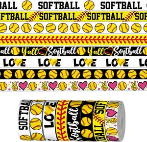 8 Pcs × 3 Yards Sports Softball Ribbon for Crafting Sewing, 3/8 Inch Yellow Gros - Picture 1 of 2