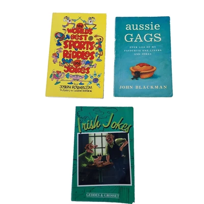 Joke Book Bundle Aussie Gags Irish Jokes Sports Riddles and Jokes 3 x Paperbacks - image 1 of 4