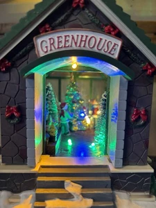 Christmas Lighted Greenhouse Holiday Time Village Vintage Christmas House In Box - Picture 1 of 11