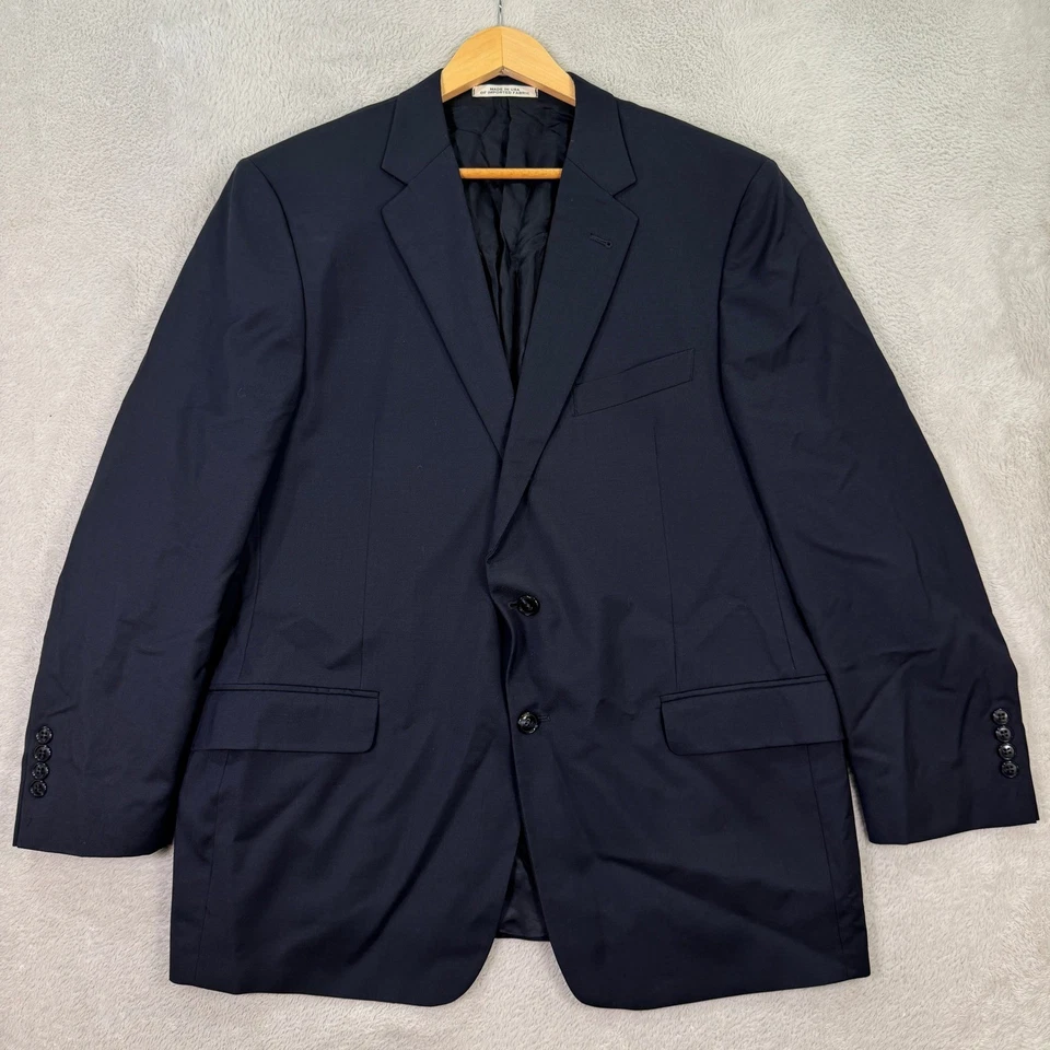 Joseph Abboud Mens 46R Navy Marzotto S120s Wool Blazer Suit Jacket Made in USA - Image 1 of 4