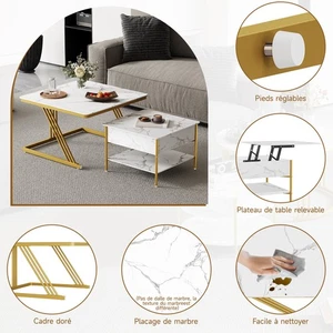 2er Set Couchtischset Beistelltisch Wohnzimmertisch Sofatisch Weiß Satztisch DE - Bild 1 von 10