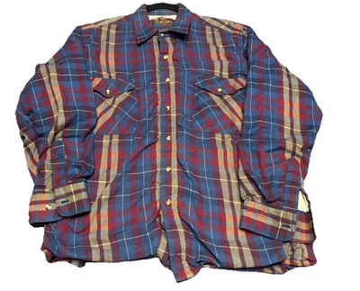 Vintage 90s Plaid Thermal Lined Buttoned Flannel Shirt Size L - Image 1 of 4