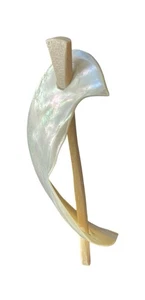VTG Mother of Pearl Feather Hair Pin Stick White Barrette Boho Wedding - Picture 1 of 4