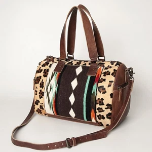 AD American Darling Western Leather Duffel Bag Hair-On Cowhide Saddle Blanket - Picture 1 of 6