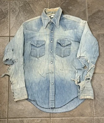 1960s/70s Dickies V aquero  Denim Pearl Snap Shirt - Image 1 of 4