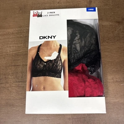 Кружевные бюстгальтеры DKNY с Т-образной спинкой красные черные большие упаковка 2 шт. читайте описание - Изображение 1 из 4