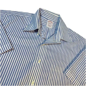 Camisa de vestir Brooks Brothers tradicional para hombre 15,5 azul claro algodón manga corta - Imagen 1 de 6