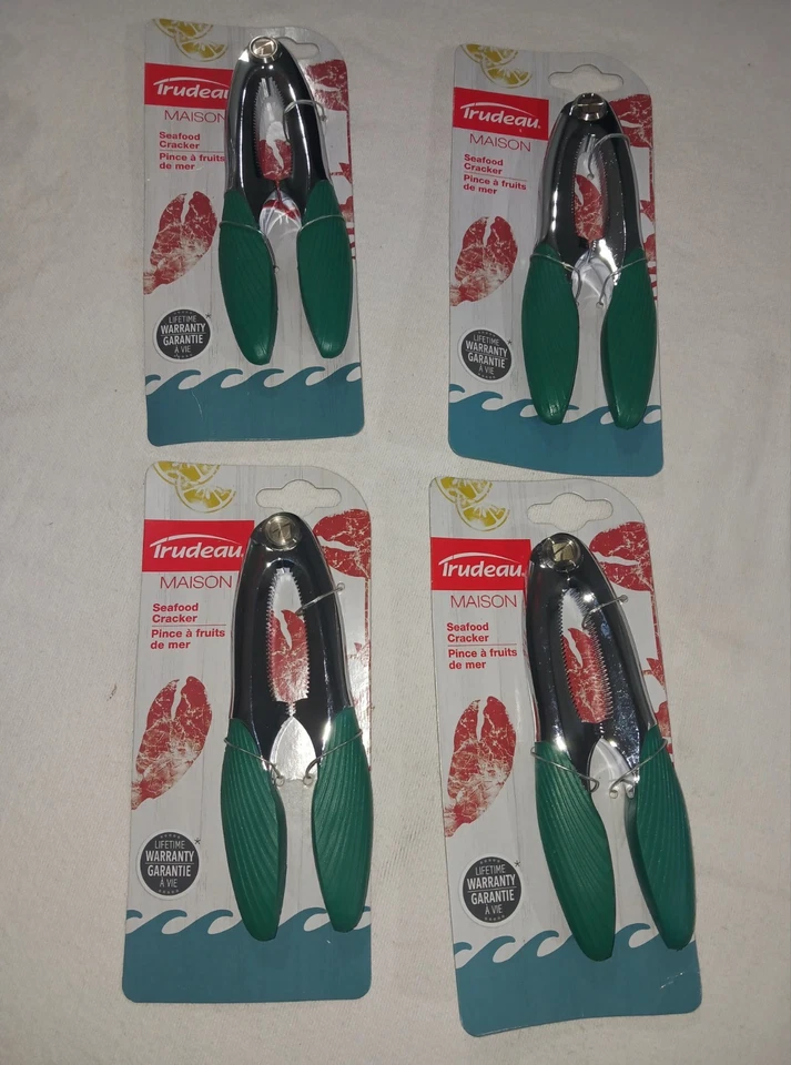 Seafood Shellfish Crackers. Stainless Steel Silicone Trudeau Maison. 4 Pair. New - Image 1 of 4