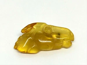 SPILLA AMBRA testa di cavallo regalo AMBRA BALTICA intagliata gioielli fatti a mano 2,6g 17833 - Foto 1 di 12