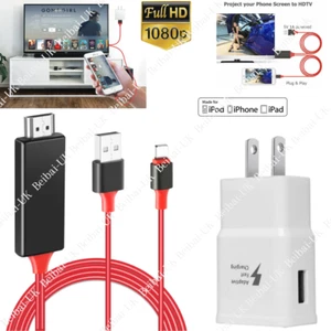 1080P HDMI Mirroring AV Cable Phone to TV HDTV Adapter For iPhone 13 12 11 XR SE - Picture 1 of 16