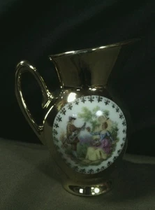 Lovely Vtg. Waldershof Bavaria Germany 55 Demitasse Gold/Baroque Couple Pitcher - Picture 1 of 8