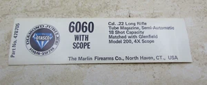 Vintage Marlin Firearms Box Sticker Decal Label, Diamond Jubilee 6060, .22 Rifle - Picture 1 of 3