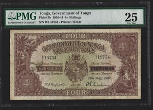 Tonga 4 Four Shillings  1939 P-5  VF RARE  - Picture 1 of 2