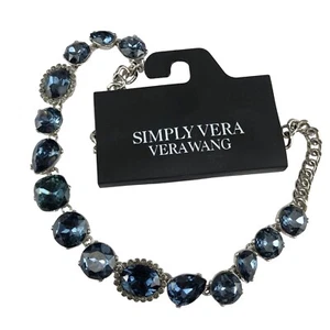 Collana Simply Vera di Vera Wang tono argento strass blu nuova con difetto - Foto 1 di 3