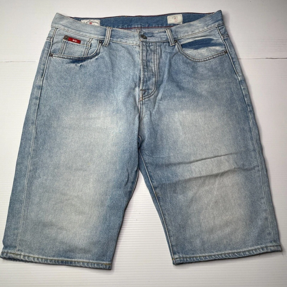 Lee Cooper Distressed Norris Slim Denim Jean Shorts 36 Waist Blue Casual Style - Image 1 of 4