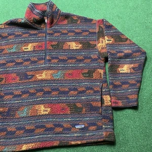 Vintage Patagonia Deep Pile Mens XL Blue Anatolia 90S 1/4 Zip Aztec Fleece USA - Picture 1 of 8