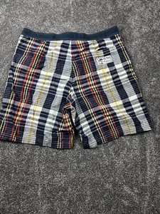 Old Navy Short Herren Medium kariert vorne flach Bermuda lockere Passform Kordelzug blau - Bild 1 von 7